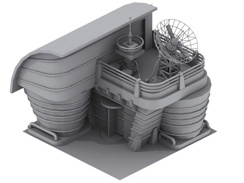 Isometric research center artwork from ArtStation
