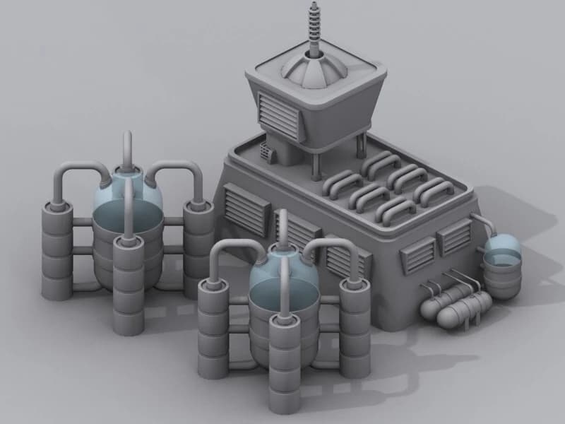 Isometric game building artwork from ArtStation