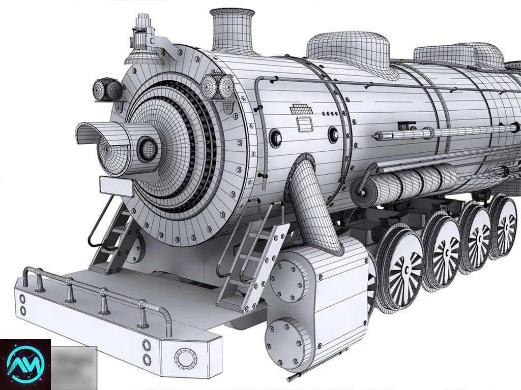 Train engine locomotive artwork from ArtStation